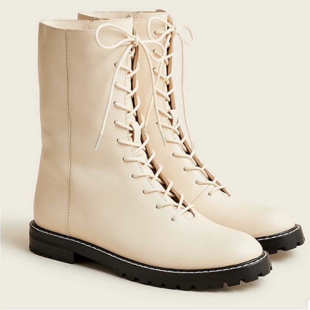 J.Crew Gwen Lug-Sole Leather Lace-Up Boots